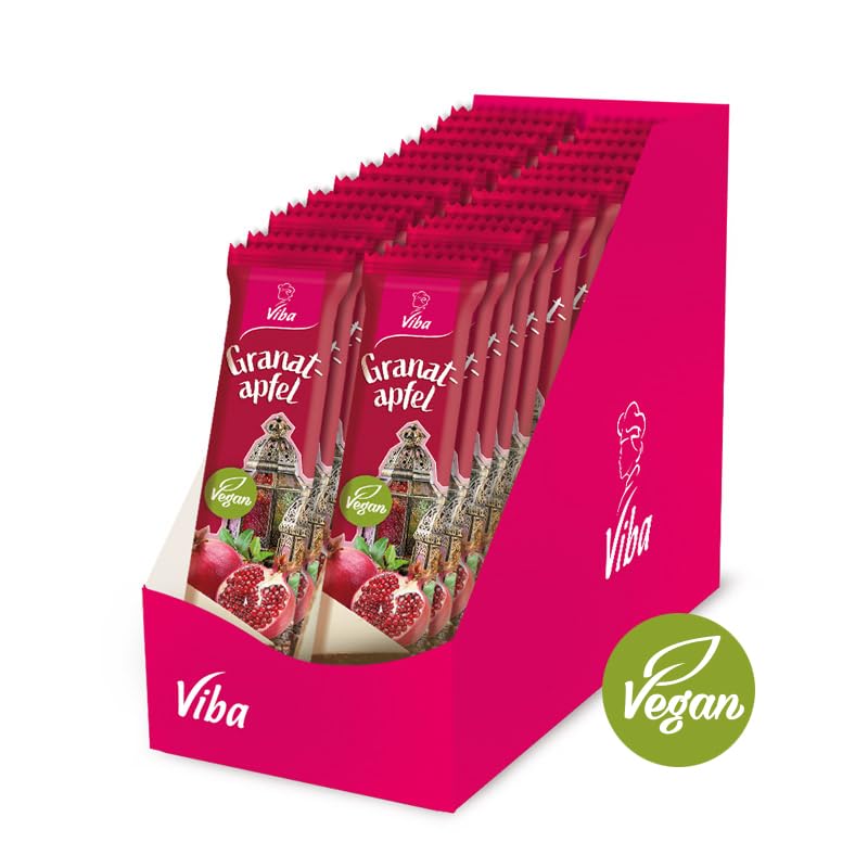 Viba Genussriegel Granatapfel, 24 x 35 g – Vorratspack Fruchtriegel mit Granatapfelsaftkonzentrat & Weinbeeren – Veganer Snack