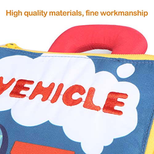 beiens 9 Theme My Quite Books, Soft Cloth Books with Mirror Fun Interactive Activity Baby Sensory Books, First Year Touch and Feel Early Education Toys Shower Gifts for Infants Babies Boys and Girls - Thumbnail 7