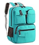 School Backpack Women Mens Canvas Laptop Bookbags Colleges Teacher Work Travel Rucksack (Teal)
