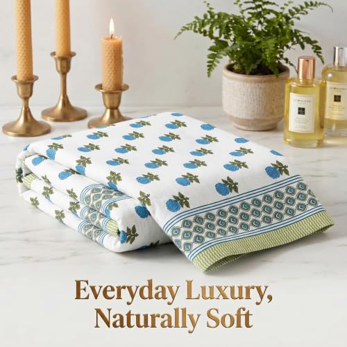 Image of Mafatlal Madhuban Soft & Absorbent Cotton Bath Towel (147x76 cm) | 250 GSM | Lightweight, Quick Dry, Floral Design
