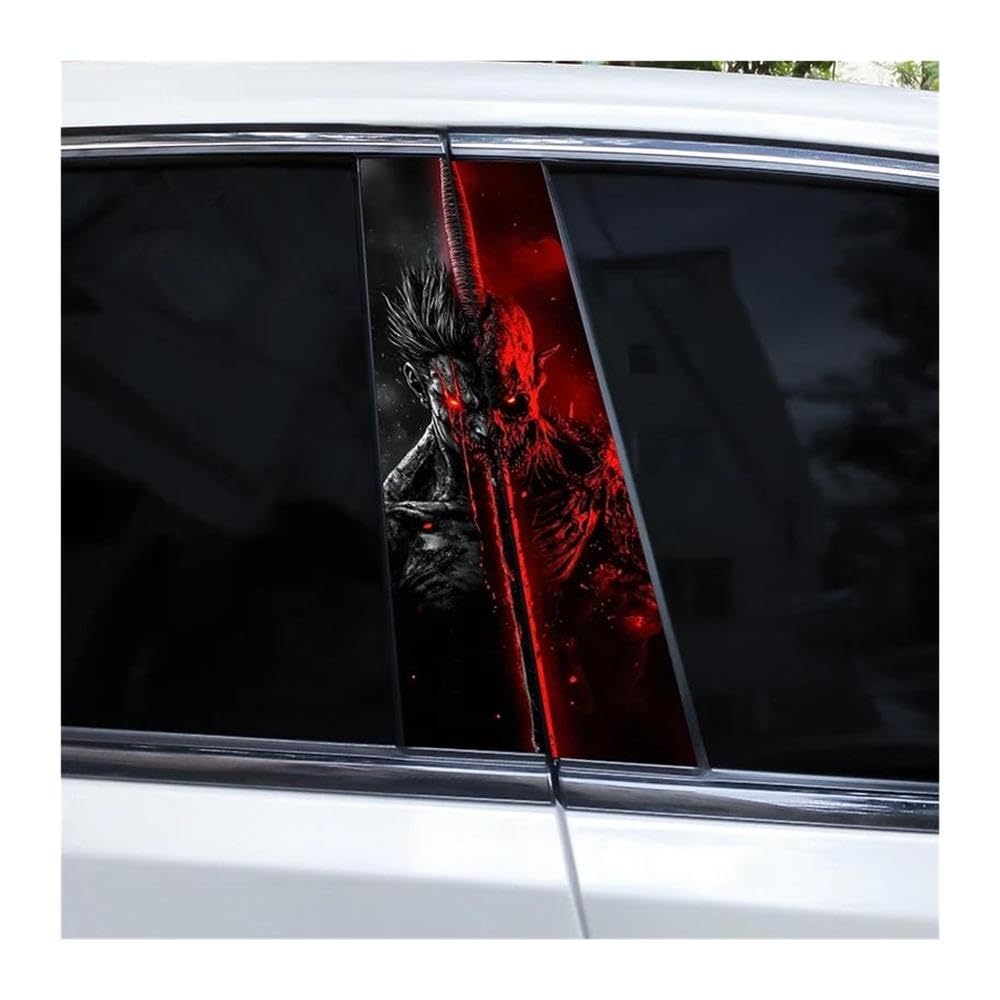 Body Parts 2pcs Horror Skull Grim Reaper Car Center Pillar Stickers Vinyl Self-Adhesive Stickers(D)