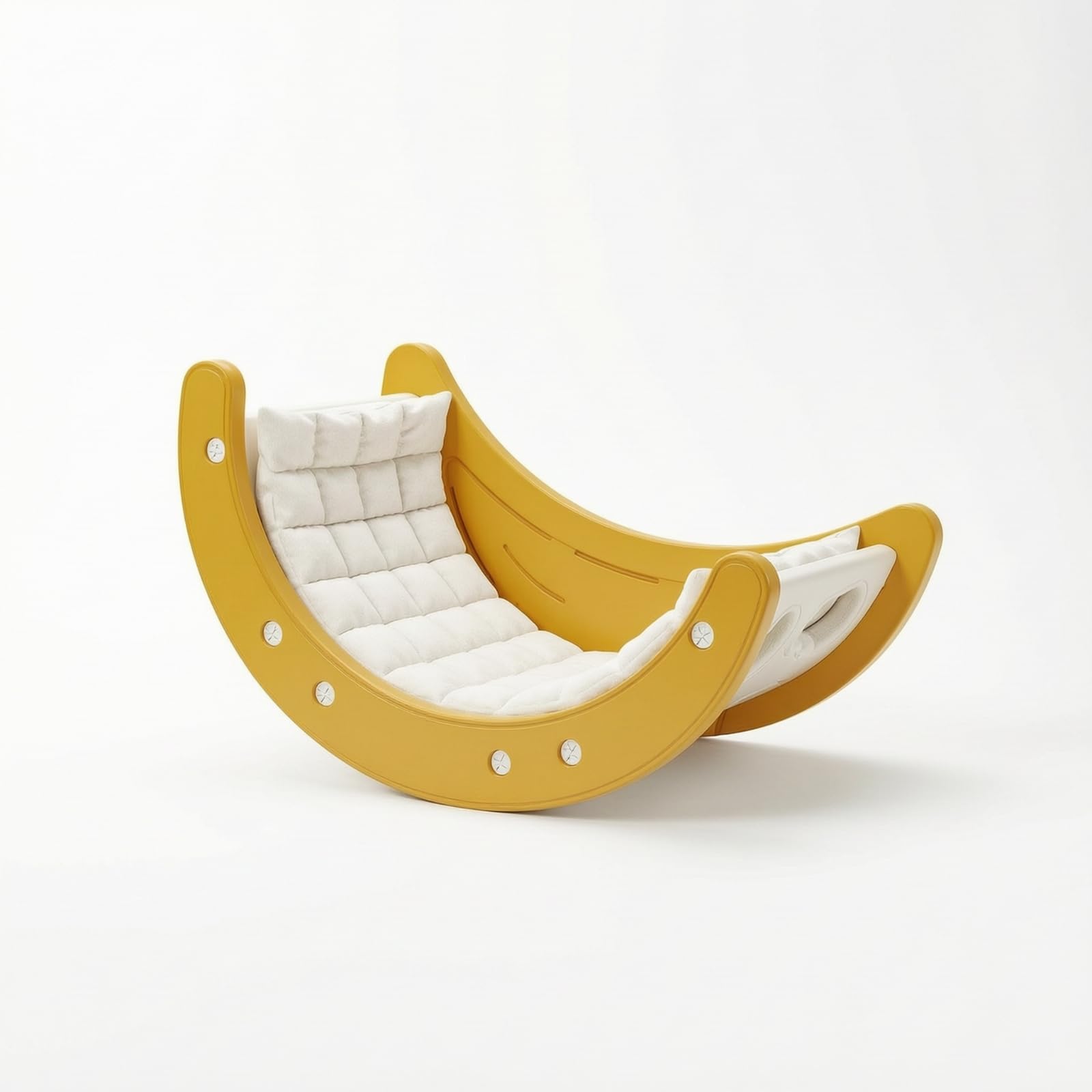 Arco Montessoriano Multifunzionale Dondolo in Legno Sicuro Giocattolo per Neonati, Giallo, style to 6