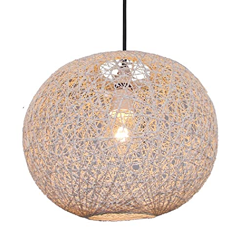 Britalia White Woven String Ball Vintage Retro Easy Fit Round Globe Dome Pendant Shade | 26cm Diameter (10") | None Electric Ceiling Lampshade | Fits All Lampholder Types E27 E14 B15 B22
