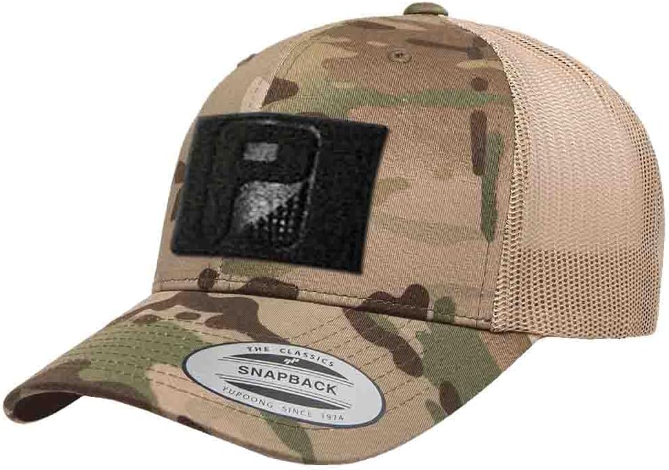 Pull Patch Multicam Camo Curved Bill Snapback Trucker Hat | Tactical Cap | 2x3 in Loop Surface to Attach Morale Patches