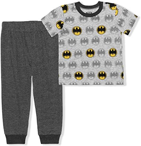 BATMAN Boys’ T-Shirt and Jogger Pants Set for Toddler and Little Kids – Grey