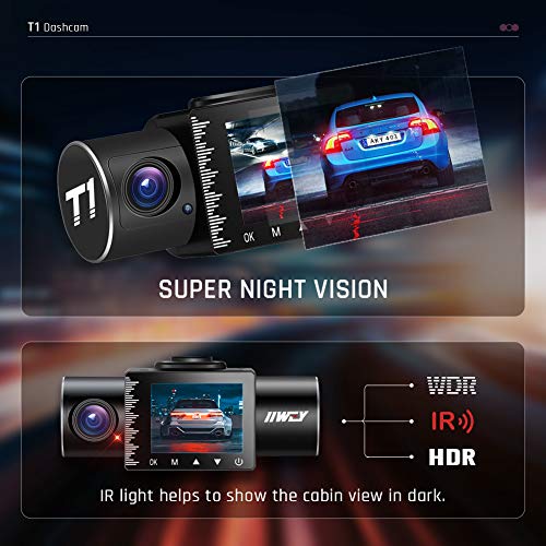 Iiwey Dash Cam Front Rear And Inside 1080P Three Channels With Ir Night Vision Car Camera Sd Card Included Dashboard Camera Dashcam For Cars Hdr Motion Detection And G-Sensor For Car, Taxi, Uber #TOP3