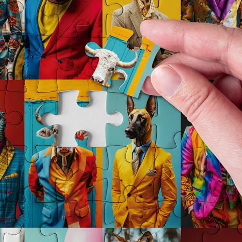 Bboldin Animal Puzzle Fashion Puzzles 1000 Pieces For Adults, Colorful Model Jigsaw Puzzles For Adults Wolf Owl thumb #2