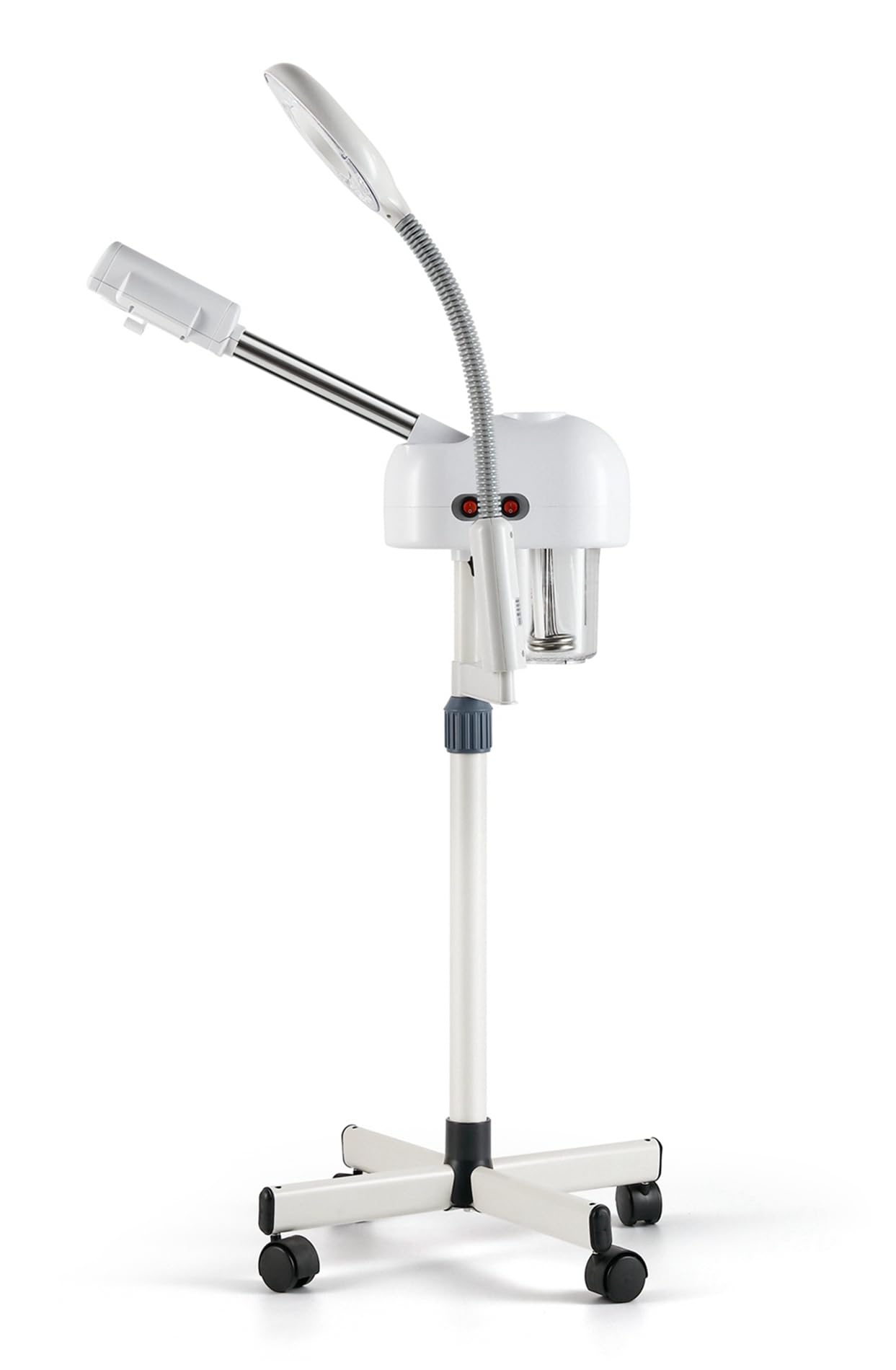 BNSNY Professional Facial Steamer on Wheels with 5X Magnifying Light Stand Facial Steamer Portable Height Adjsuatble, White