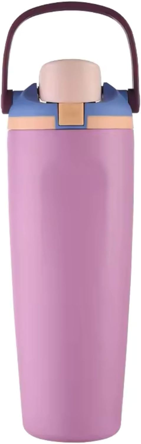 Insulated Stainless Steel Water Bottle with Two-Way Spout, Built-In Straw and Bucket Handle, Made for Travel, School, and Sports, 40oz and 30oz, BPA Free, Leak Proof. (DARK PURPLE, 40oz)