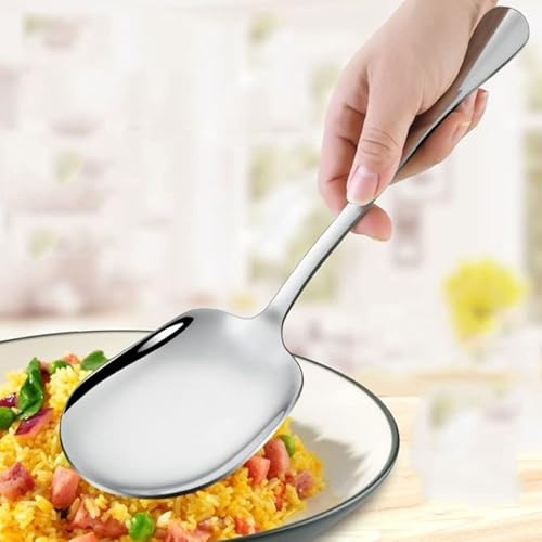 ARFUKA Serving Spoons Stainless Steel Buffet Serving Spoon Large Serving Spoon Dishwasher Safe Metal Serving Utensils Set Silver Pack of 2 - Image 3