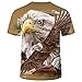 ARORALS Men's Bald Eagle T-Shirt Summer Short Sleeve Tees Tops Animal Theme Sweatshirt Realistic Graphic Shirt,Brown,XL