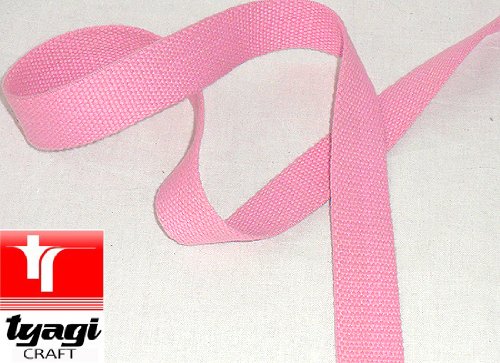 25mm Pure Cotton Tape Strong Thick Webbing Strap Tent Upholestry Bags Edging Craft Pink 1MTR Tyagi Craft