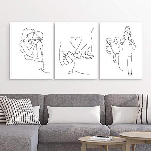 Affiche anime peinture salon moderne minimaliste amour famille ligne art 50x70