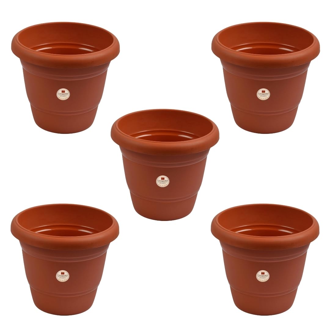 cocogarden 12-inch Plastic Planter Pots for Indoor, Outdoor Plants(Pack of 5, Terracotta Colour) (B071CY7D1S) Amazon Price History, Amazon Price Tracker