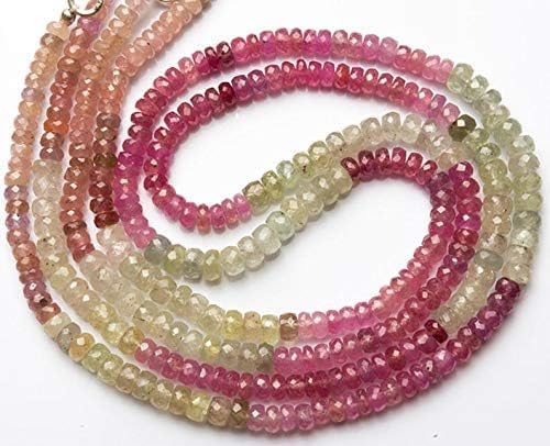 Natural Gemstone Multi Sapphire 3.5 to 4MM Faceted Rondelle Beads 17" Full Strand Multicolor Sapphire Beads Finished Necklace Super Quality CHIK-NECK-66285