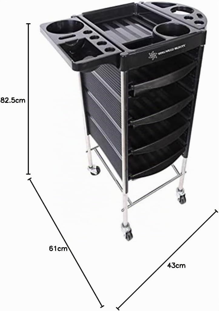 Carrito de Peluquería con Ruedas, Negro, para Peluquería