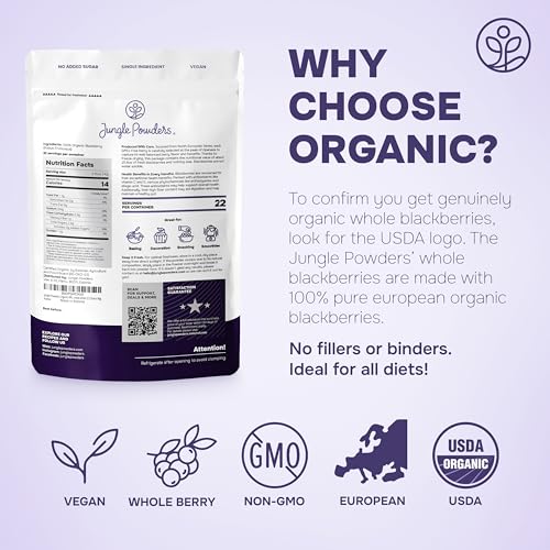 Organic Whole Blackberries Fresh Freeze Dried Fruit 3.2 Ounce Bag - No Sugar Added Dehydrated Whole Blackberries Snack - Organic Blackberry Powder for Smoothies, Baking, Yogurt, Cereal and Desserts — view 6