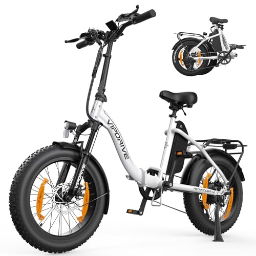 Vipdrive Bicicleta Electrica Plegable, 20 4.0 Fat Tire Bici Electrica Adulto, Batería Extraíble De 48v 13ah, Alcance Hasta 80km, 25km H, 7 Velocidades, Todo Terreno Bicicleta Eléctrica Blanco1.2 Vipdrive Bicicleta Electrica Plegable, 20 4.0 Fat Tire Bici Electrica Adulto, Batería Extraíble De 48v 13ah, Alcance Hasta 80km, 25km H, 7 Velocidades, Todo Terreno Bicicleta Eléctrica Blanco1.2