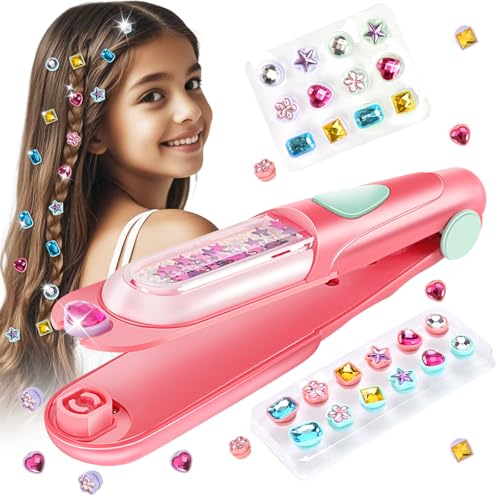 Hair Gem Stamper Kit, Bling Hair Jewels for Girls Toys, Hair Styling Tool with Reusable...