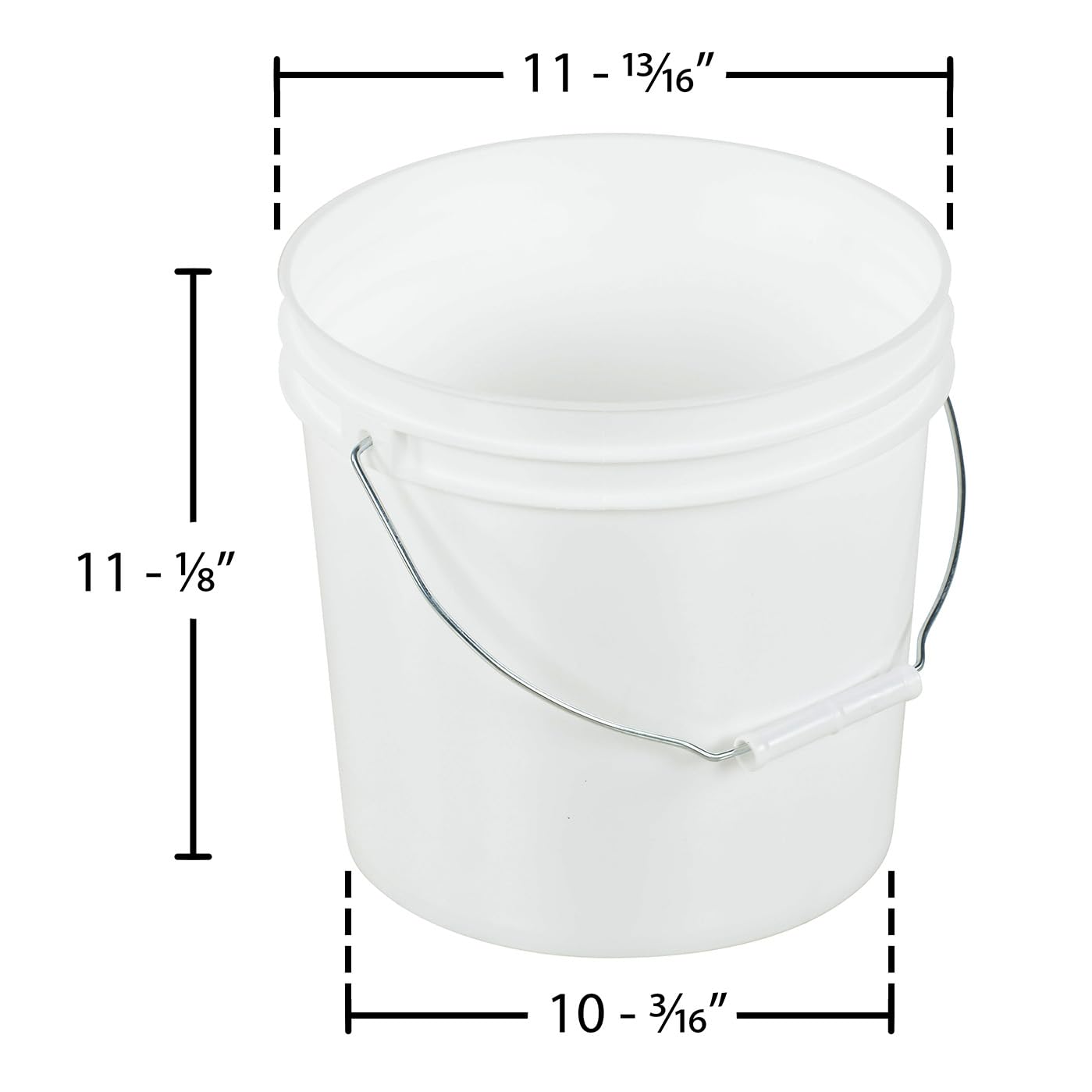 VESTIL pail-35-pws blanco 3 – 1/2 Gal – Cubo de plástico con mango de acero, 11 – 13/16 "diámetro