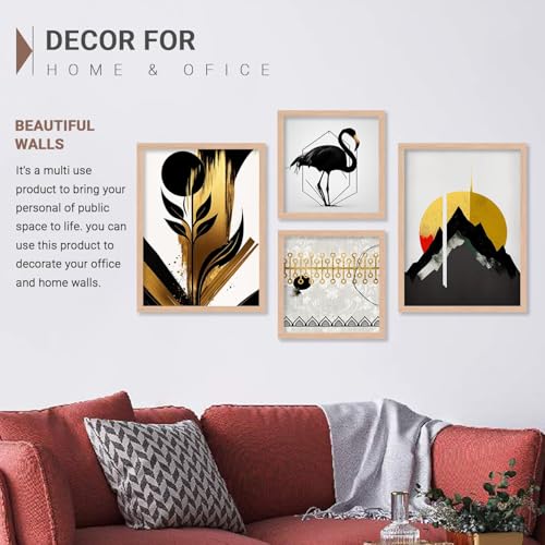 Image of kotart Minimal Colorful Abstract Modern Art Wall Painting with Frame for Living Room Bedroom Hall Office - Framed Painting for Wall Decoration - Wall Decor for Home - Pack of 4 (Art 1, Big (13x17 or 13x13 inch))