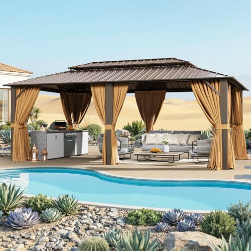 Breezestival 12x20FT Hardtop Gazebo, Metal Frame with Double Galvanized Steel