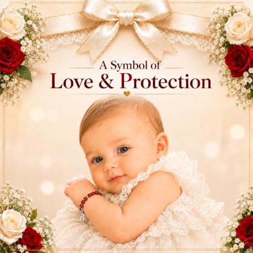 Image of Baby Crystals Personalized Red Bracelet for Protection -Baby Jewelry for Girls | 14K Gold-Plated or Sterling Silver Initial Charm Bracelet | Baptism, Birthday Gifts