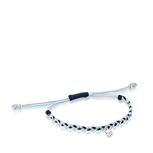 TOUS Pulsera para Mujer con Motivo Oso de Plata de Primera Ley y Nylon En Color Azul, 17cm de Largo, Colección Motivos - Oferta en Moda