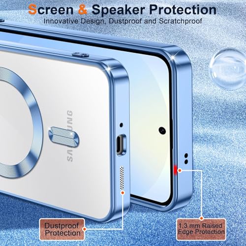 Image of VONZEE Clear Logo Electroplating Transparent Case for Samsung Galaxy A36 5G, Magnetic Plating Electroplate TPU Cover, Individual Camera Protection for Each Lens- Sierra Blue