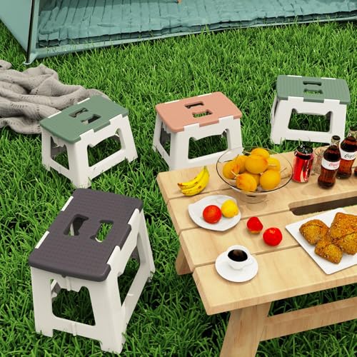 Image of Camping Stool, Portable Folding Stool with Carry Bag, 12in Portable Folding Chair 1.6Lbs Collapsible Camp Stool Outdoor Footstool for Travel Walking Hiking Fishing Picnic Barbecue (Grey)