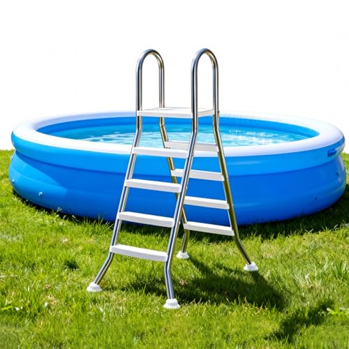 Escalera para piscina arriba suelo 4 peldaños acero 304 miniatura 1
