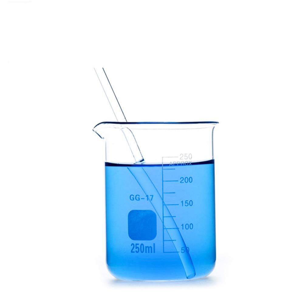 Vaso de precipitados de vidrio de 250 ml para laboratorio de química Escala transparente Taza de medición de laboratorio Vidrio de borosilicato Vasos de laboratorio de vidrio engrosado resistente al