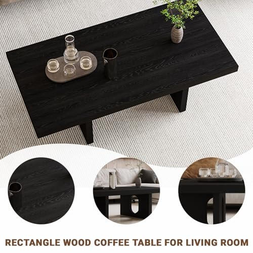 Table basse bois salon table centrale rectangulaire robuste pour salle familiale - 8