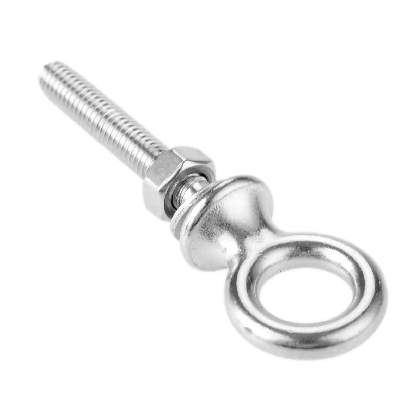 TRRYUIP Eye Hooks 1Pc M6 M8 M10 M12 Stainless Steel Lifting Eye Bolts Eyebolts with Nuts Washers Set Round Ring Hook Bolt Screw(M6x40)