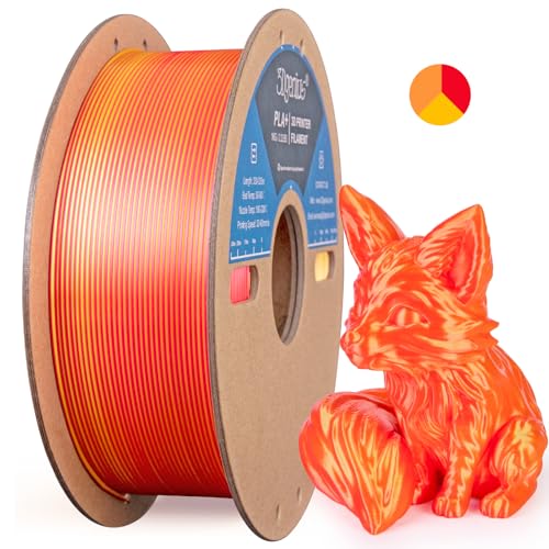 3Dgenius Silk PLA 3D Printer Filament Triple Color Silk PLA Filament 1.75mm 3D Printing Filament Fit Most FDM Printers, 1KG Spool(2.2lbs), 3 in 1 Color Gold Red Orange