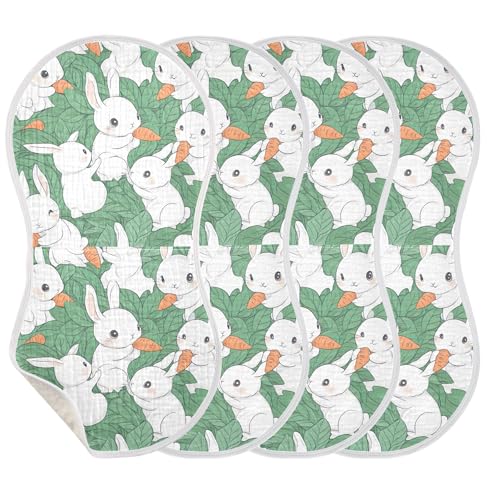 xigua Kawaii Rabbits Baby Burp Cloths for Newborn Boys and Girls 4 Pack, Soft & Absorbent Cotton Baby Burp Cloth, Baby Washcloths, Newborn Towel, Burp Rags3