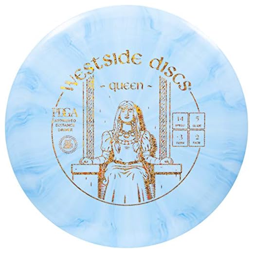 Westside Discs Origio Burst Queen Disc Golf Driver | Maximum Distance Frisbee Golf Disc | Great for Beginners and Easy to Throw | 170g Plus | Stamp Color and Burst Pattern Will Vary (Blue)