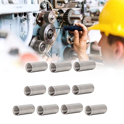10 Stück Lange Stangenmutter M12 x 1,75 Innengewinde 16mm OD 40mm Länge Rundes Langmuttern Gewindehülsen Edelstahl Verbindungsmuttern Set für Ersatz Wartung