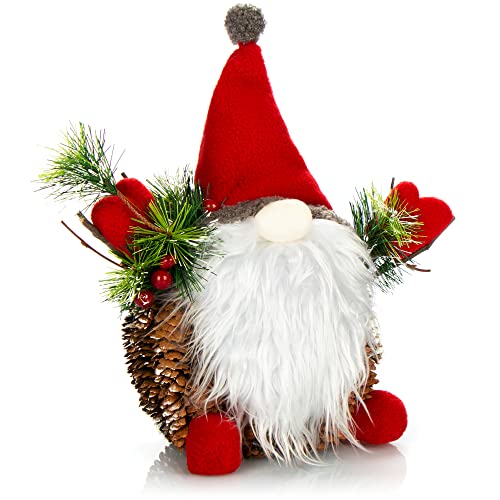 com-four® Figura de Papá Noel tamaño XL - Figura de Papá Noel de Invierno con piñas - Magníficos Adornos de Mesa (Santa XL Rojo Verde)