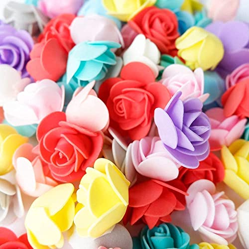 SATYAM KRAFT 50 Pcs Artificial Foam Rose Flowers Water Floating Flowers, Pooja Thali, Festival and Events, Home, Table, Badroom, Pooja Room, Diwali Decoration Items and DIY Craft (Multi)