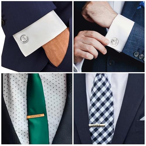 Mancuernillas y pasador de corbata personalizados para hombre miniatura 4