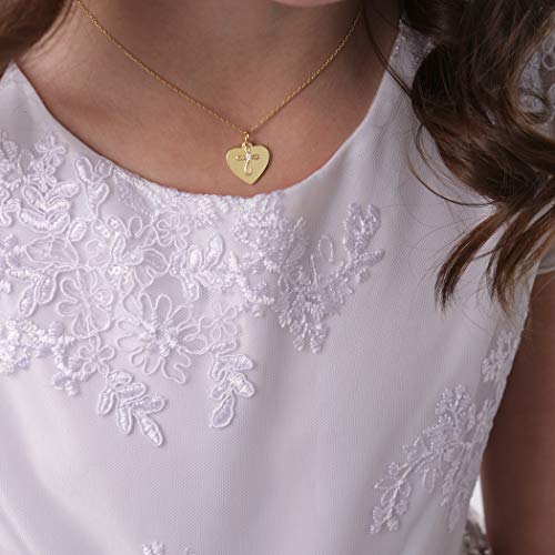 Cherished Moments Personalized 14K Gold-Plated or Sterling Silver Engraved Heart Charm Necklace, Custom First Communion, Baptism or Confirmation Gift for Girls3