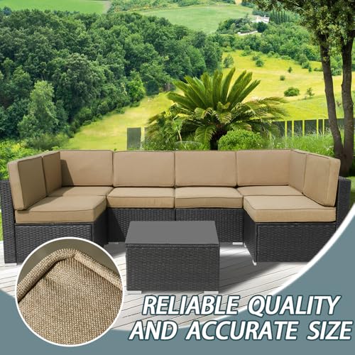 Frxeyaliz 14Pcs Outdoor Cushion Covers Replacement Washable w/Zipper for 6-Seaters Sofa Patio Slipcovers Set Seat and Back Covers Only-23.6x23.6x4inch by Frxeyaliz - Used condition - Image 8