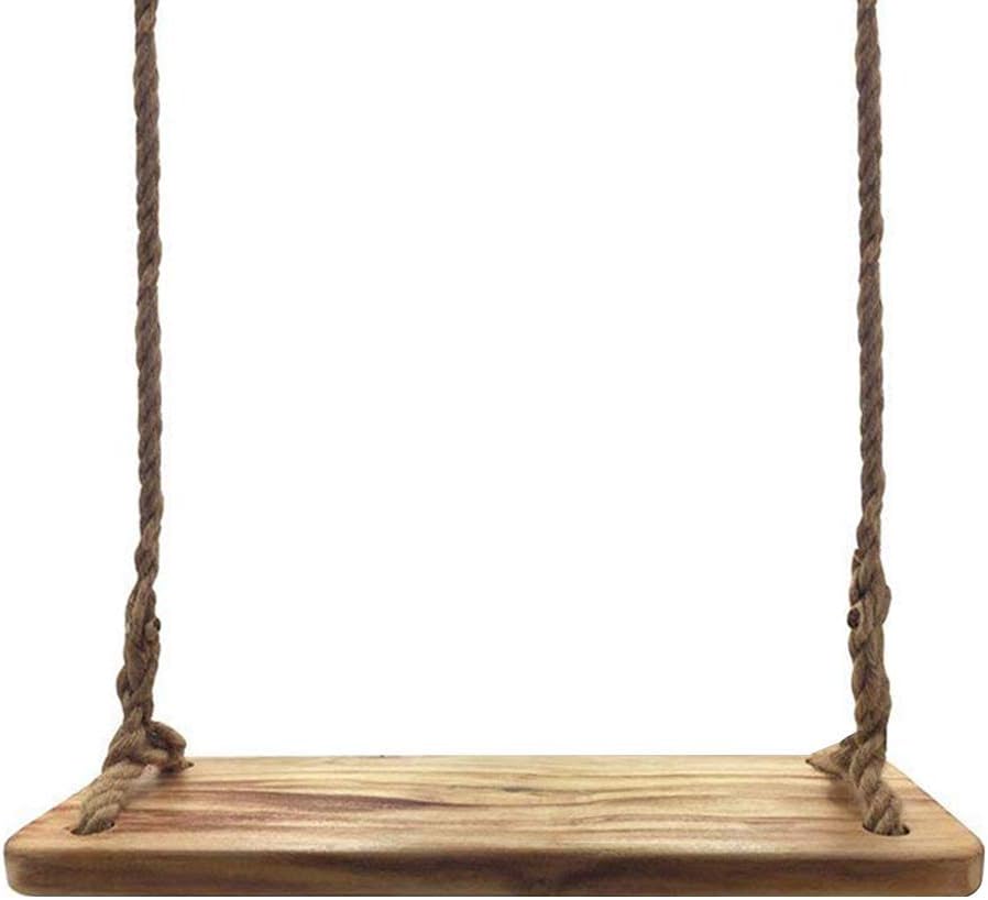 Aoneky Garden Tree Swing Seat - 23" x 7" Large Waterproof Wooden Porch Rustic Swing set with 3M Rope for Garden Beach Tree Outdoor & Indoor Playing (Round Paulownia)