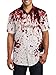 ALISISTER Mens Halloween Dress Shirt Womens I am Fine Button Down T Shirts Short Sleeve Horrible Costumes Adult Bloody Wound Holiday Humor Tops Slim Fit Round Neck Lightweight Red L