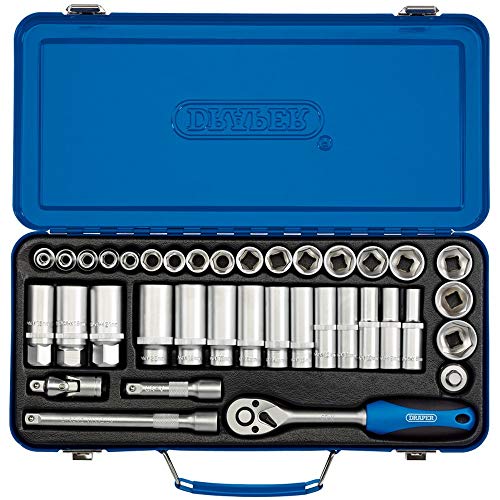 Draper 16367 Square Drive Metric Socket 37 Pieces Set, 3/8" Length , Blue