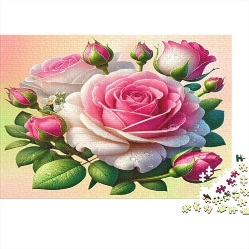 Ramo de rosas rosas en puzzle de 1000 piezas un bonito desafío educativo para amigos