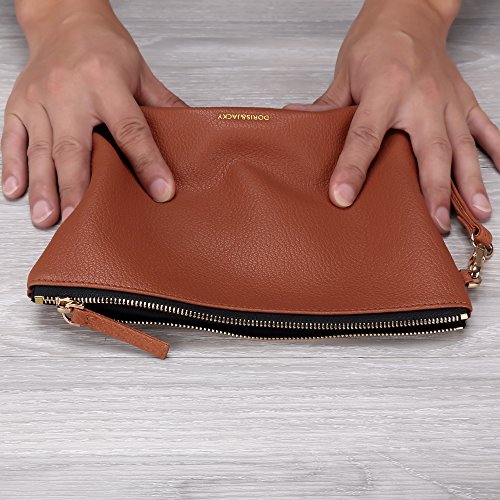 Image of DORIS&JACKY Lambskin Leather Wristlet Clutch Purse Women Large Phone Wallet