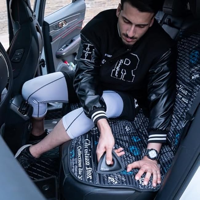 Analan Mini Pet Hair Remover for Car Detailing Supplies, Carpet Dog Hair Remover for Car Interior, Triangle Dog Hair Remover for Auto Detailing, Couch, Furniture, Lint, Carpet (Jet Black)-OmwpyxPm