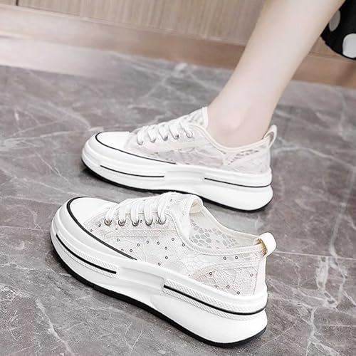 Baskets mode femme blanches à paillettes taille 38 style décontracté - 5